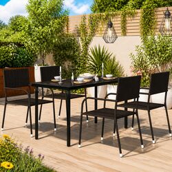 Reliable Outdoor Dining Table: Steel Frame and Glass Top