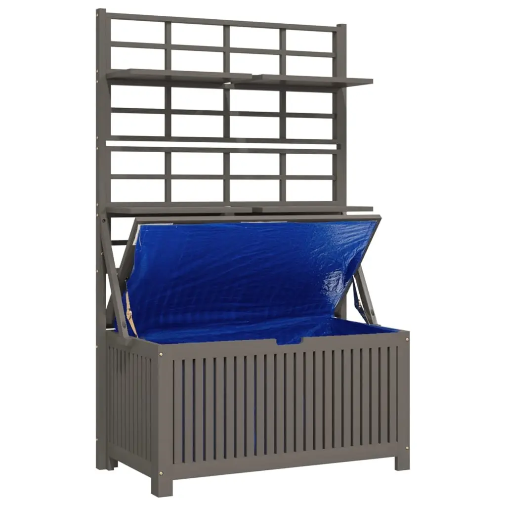 Outdoor Storage Box with Trellis Grey 99x50x160cm Solid Wood Garden Planter