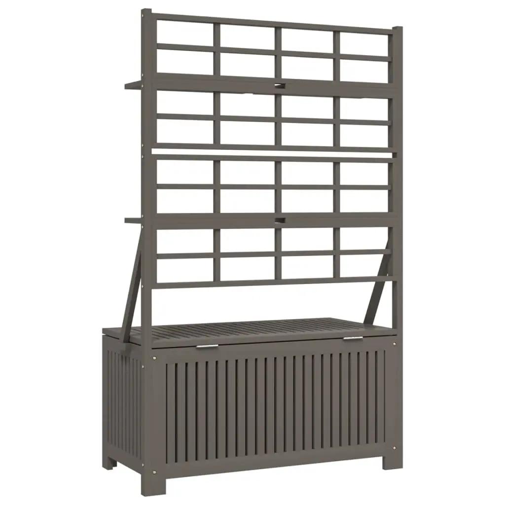 Outdoor Storage Box with Trellis Grey 99x50x160cm Solid Wood Garden Planter