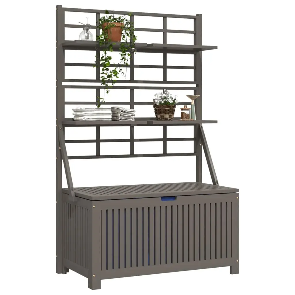 Outdoor Storage Box with Trellis Grey 99x50x160cm Solid Wood Garden Planter