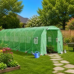 Warm Greenhouse 12m² with Roll-up Doors and Windows