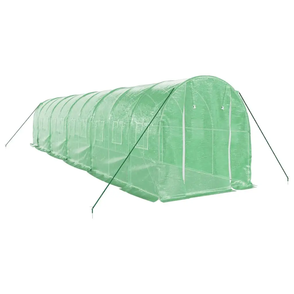 Greenhouse 20 m² Steel Frame Garden Plant House Green with Roll-Up Door and Mesh Windows