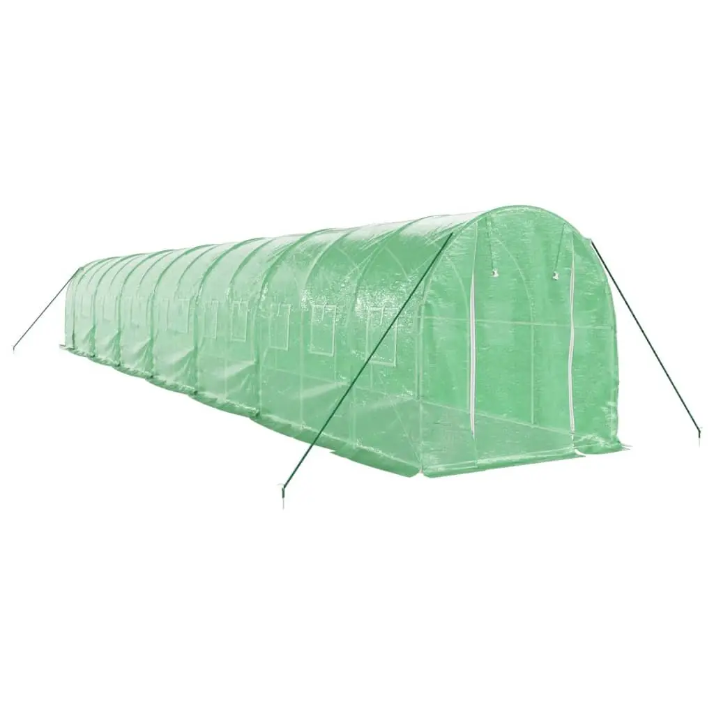 Steel Frame Greenhouse 28m² Green UV Resistant PE Cover 14x2x2m for Garden Plant Growth