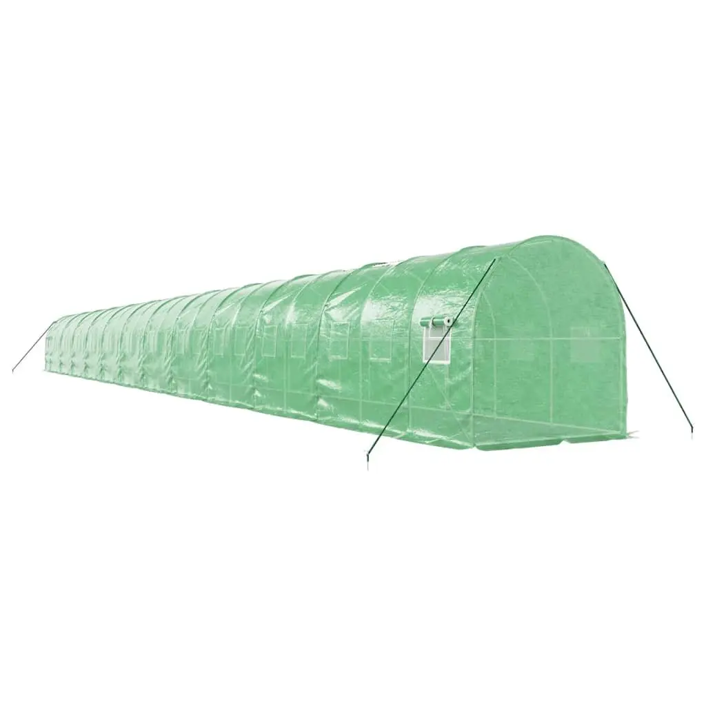 Greenhouse 48m² Steel Frame PE Cover Green 24x2x2m Garden Plant House