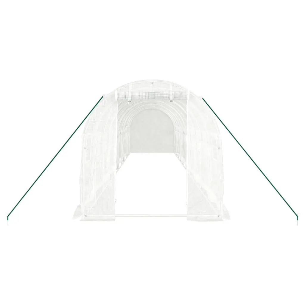 Greenhouse Steel Frame White 10x2x2 m Zippered Roll-Up Door 20 m² Mesh Windows