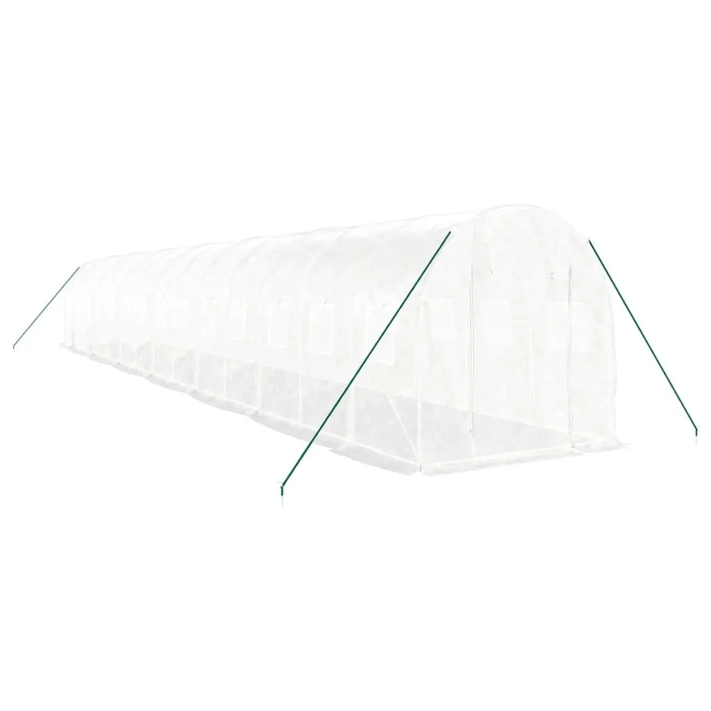 Greenhouse Plant House 28m² 14x2x2m White Steel Frame UV Cover Door