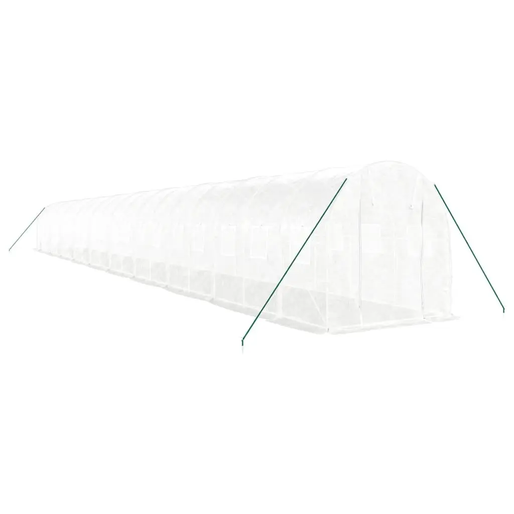 Greenhouse PE Cover Steel Frame 20x2x2m White Outdoor Garden Plant House