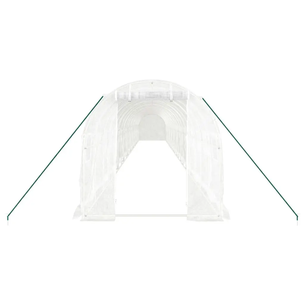 Greenhouse PE Cover Steel Frame 20x2x2m White Outdoor Garden Plant House