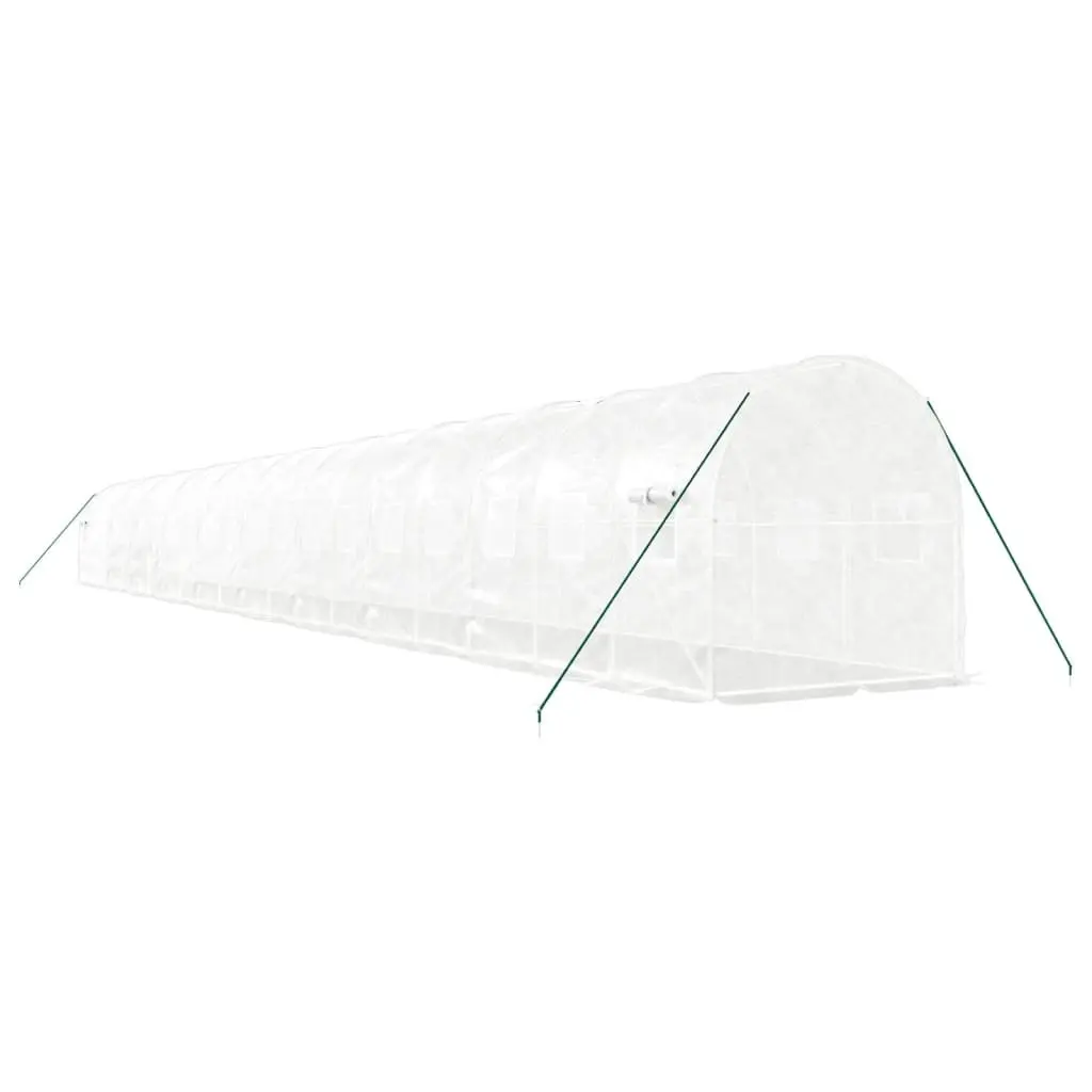 Greenhouse PE Cover Steel Frame 20x2x2m White Outdoor Garden Plant House