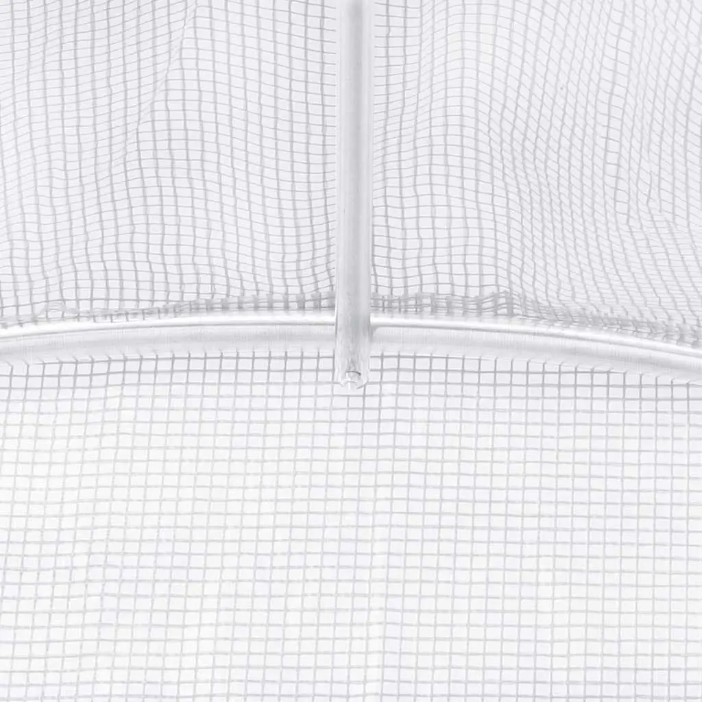 Greenhouse 24m² Steel Frame White 8x3x2m Garden Plant House with Roll-Up Door