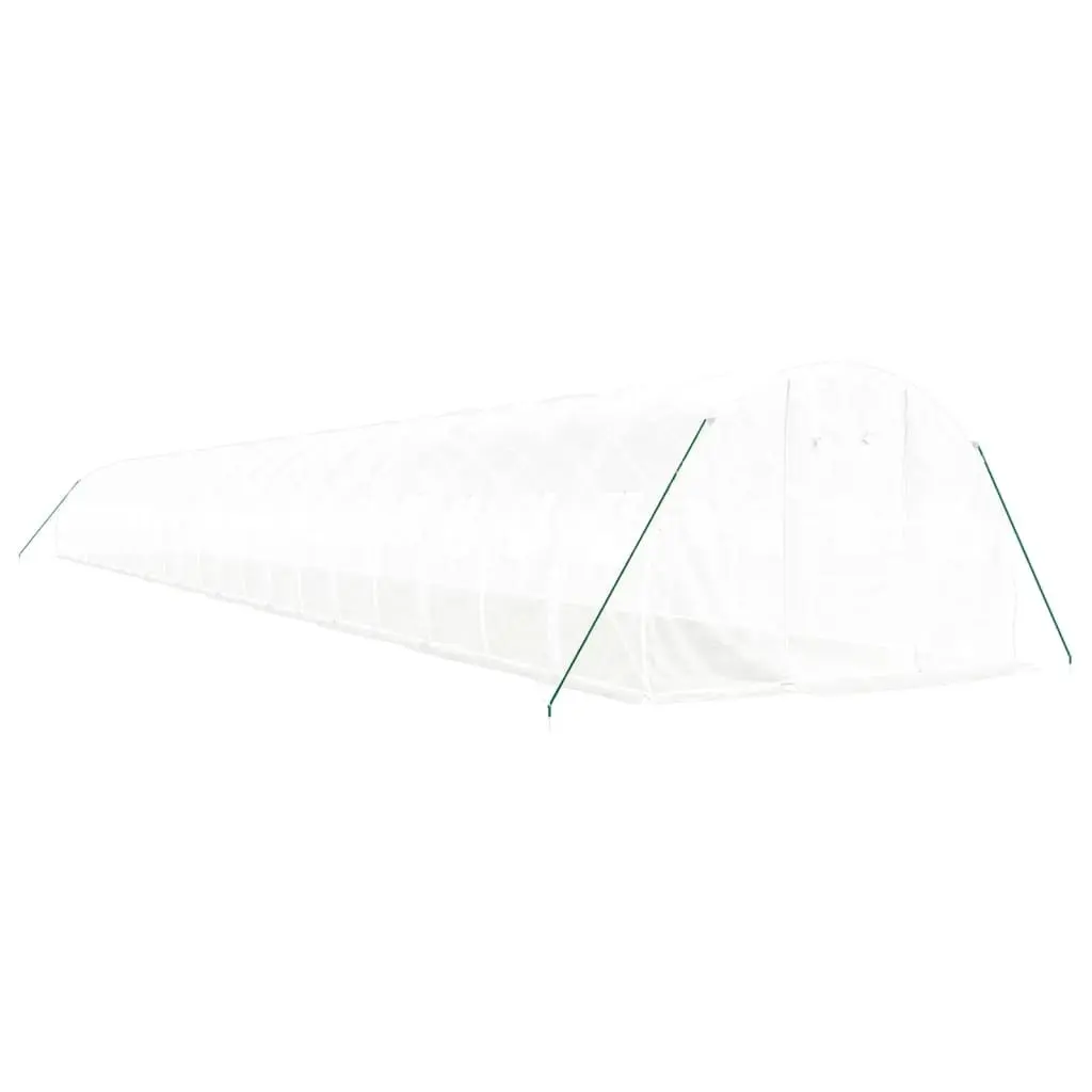 Greenhouse 66m² Steel Frame White 22x3x2m Roll-up Door Mesh Windows Garden