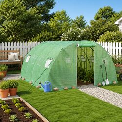 Reliable 4x4x2m Greenhouse with Steel Frame and PE Cover