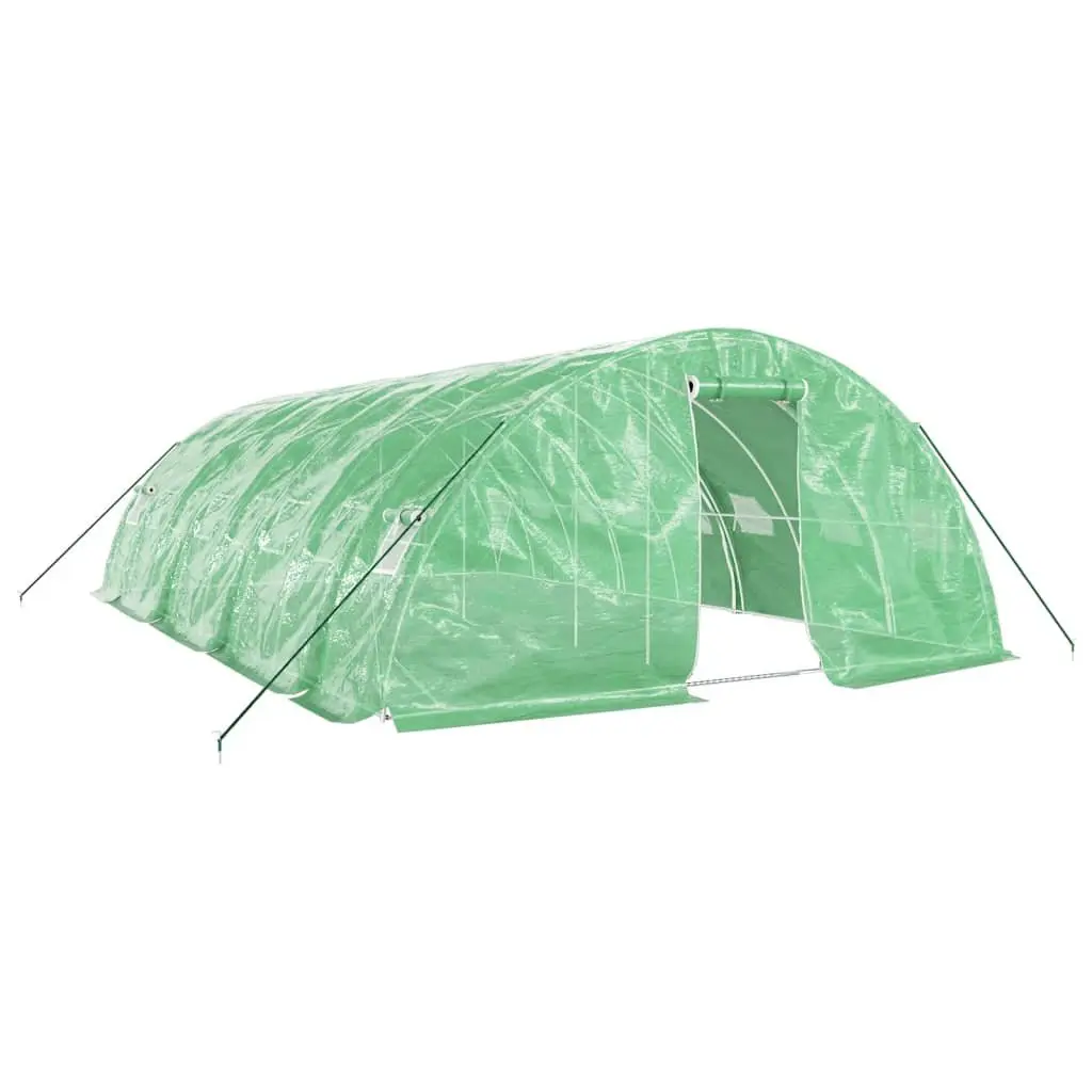 Greenhouse 40 m² for Fruits Vegetables Plants 8x5x2.3m Green Steel Frame Roll-Up Door Mesh Windows