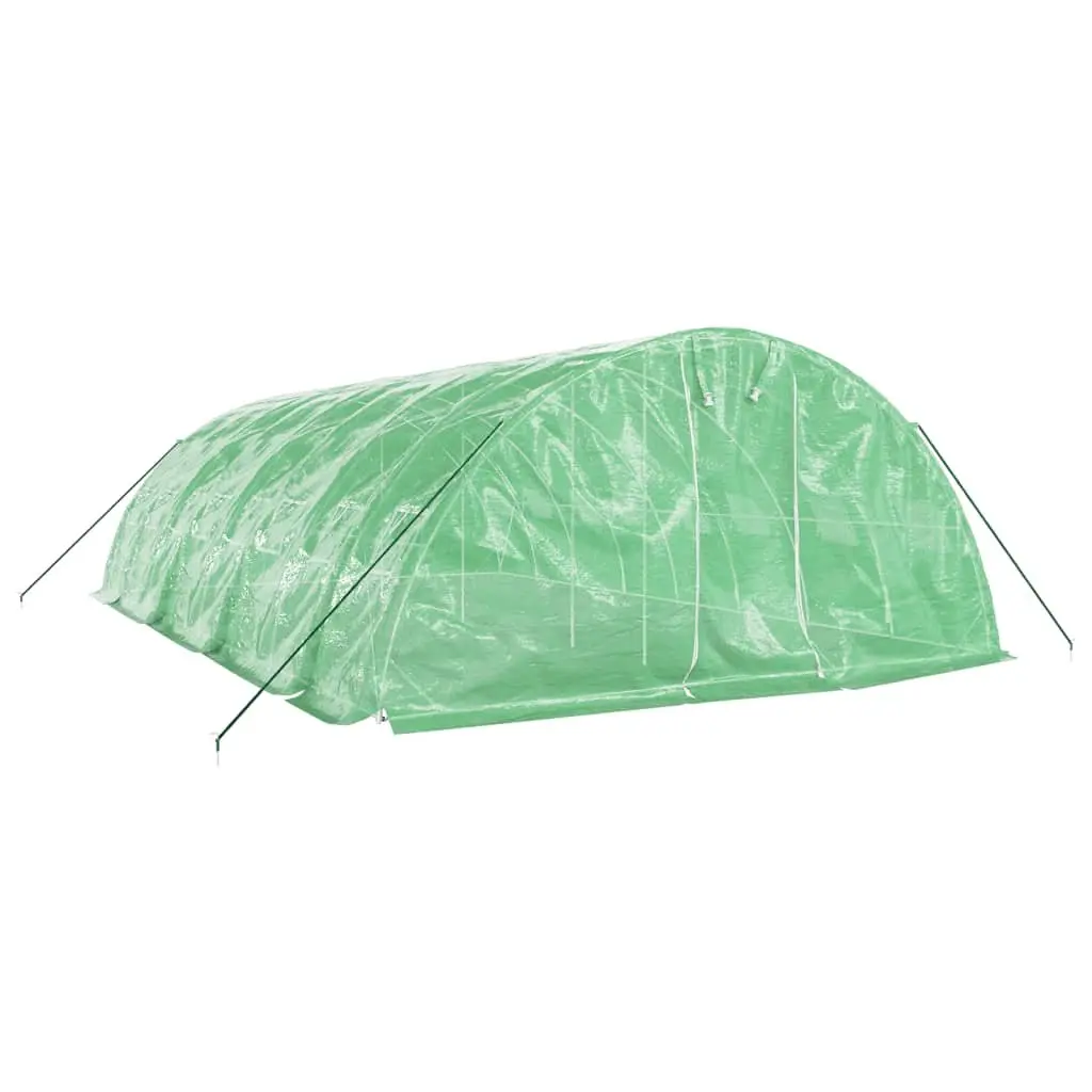 Greenhouse 40 m² for Fruits Vegetables Plants 8x5x2.3m Green Steel Frame Roll-Up Door Mesh Windows