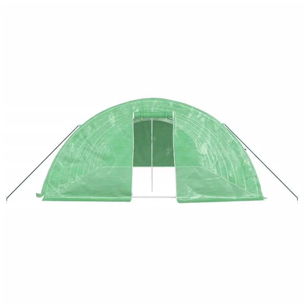 Greenhouse 40 m² for Fruits Vegetables Plants 8x5x2.3m Green Steel Frame Roll-Up Door Mesh Windows
