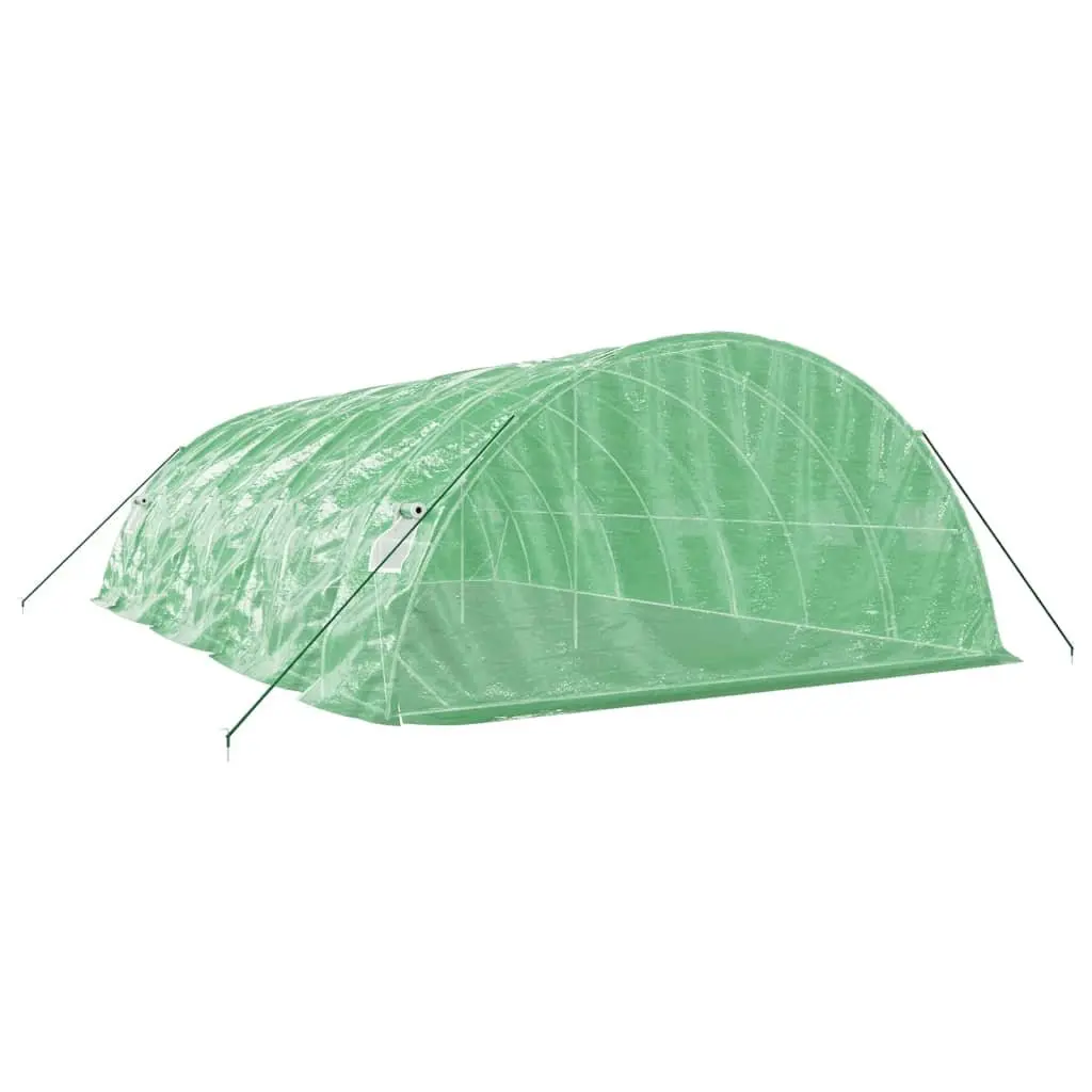 Greenhouse 40 m² for Fruits Vegetables Plants 8x5x2.3m Green Steel Frame Roll-Up Door Mesh Windows