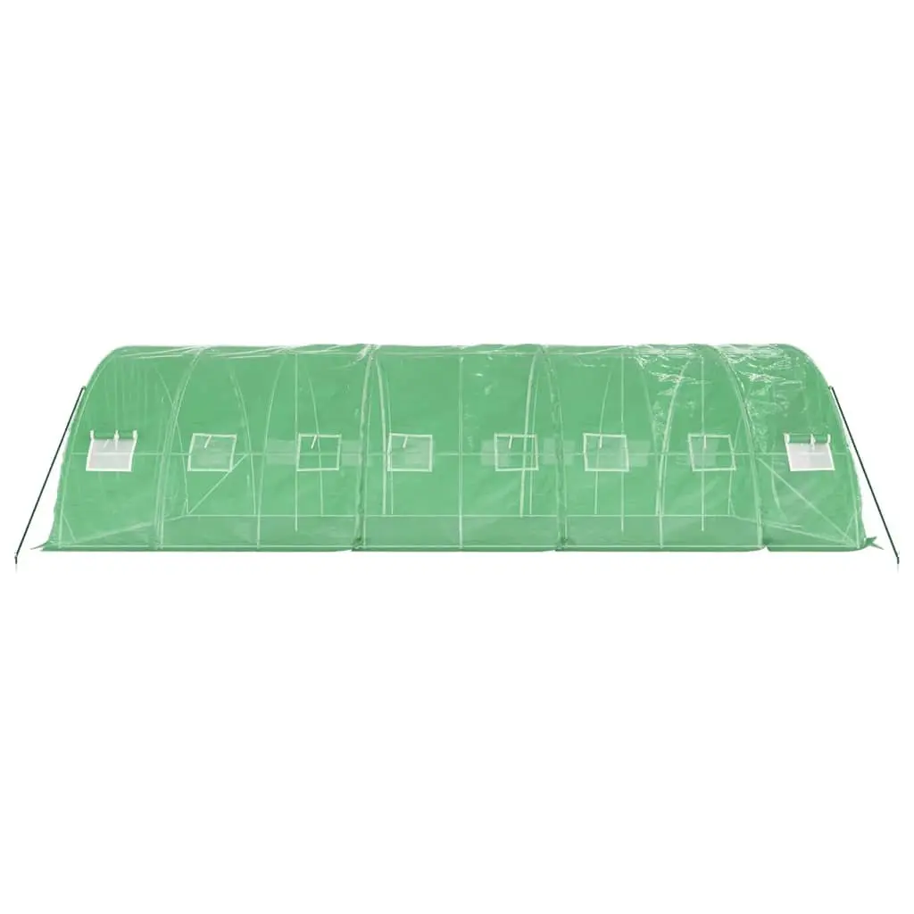 Greenhouse 40 m² for Fruits Vegetables Plants 8x5x2.3m Green Steel Frame Roll-Up Door Mesh Windows