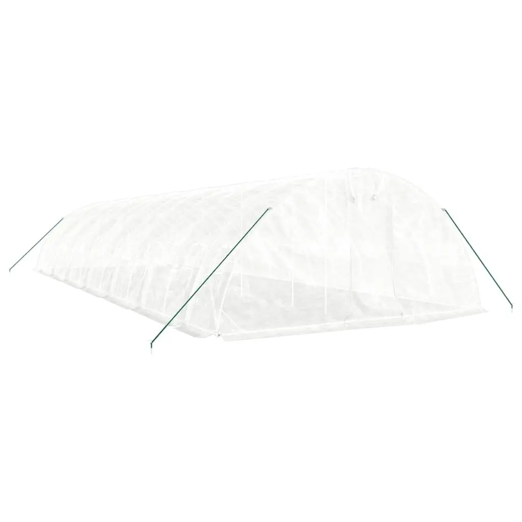 Greenhouse 70m² Garden Plant House 14x5x2.3m White Steel Frame Roll-up Door