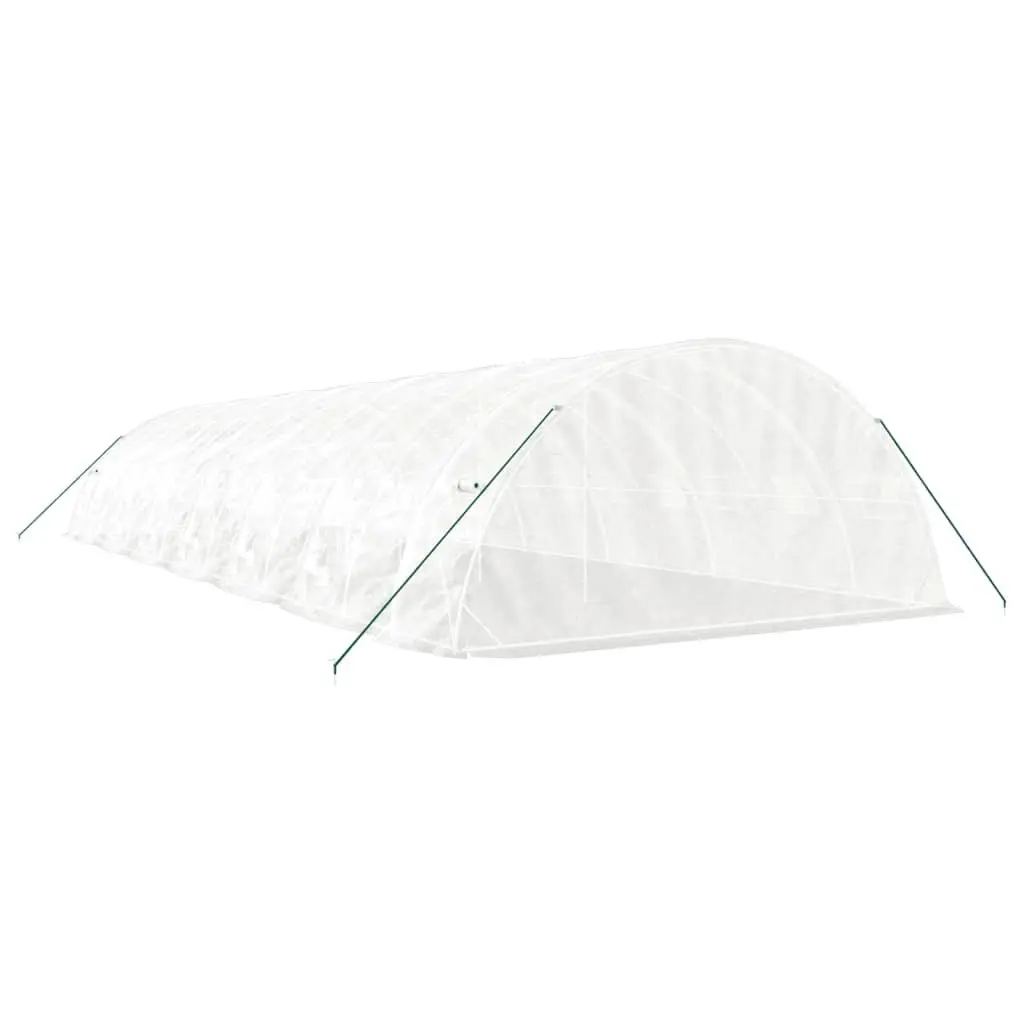 Greenhouse 70m² Garden Plant House 14x5x2.3m White Steel Frame Roll-up Door