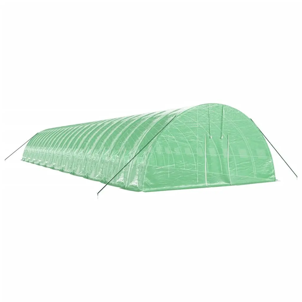 Greenhouse 132 m² for Growing Fruits Vegetables and Plants 22x6x2.85m Green Steel Frame with Zippered Door and Roll-Up Windows