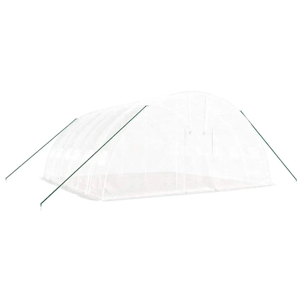 Greenhouse 36m² Steel Frame White 6x6x2.85m PE Cover Roll-Up Door Windows