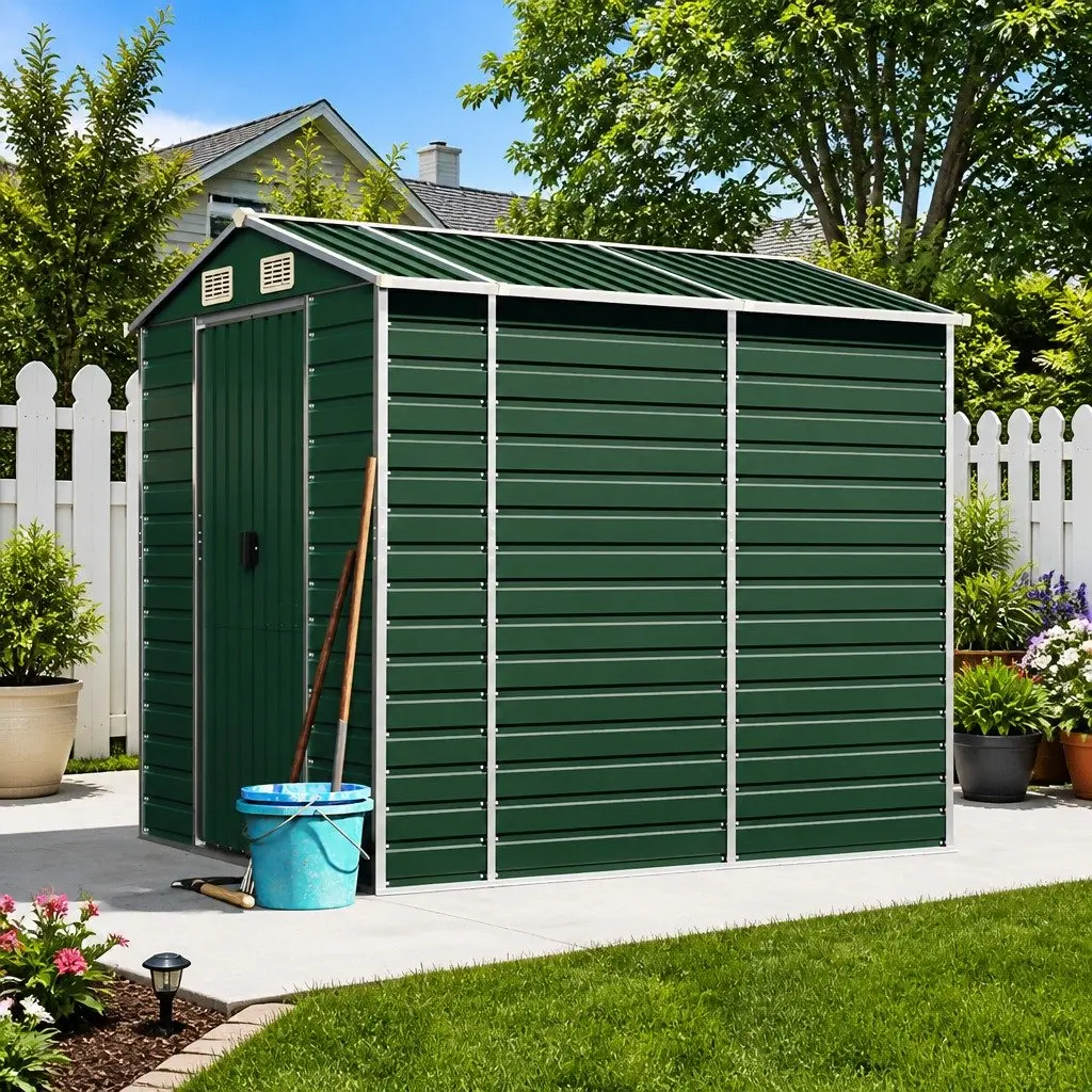 Garden Shed Outdoor Storage 191x215x198 cm Galvanised Steel Green