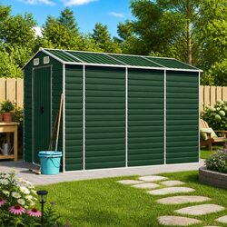 Reliable Green Garden Shed 191x300x198 cm for Secure Storage