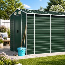 Reliable Garden Shed Green 191x640x198 cm Storage