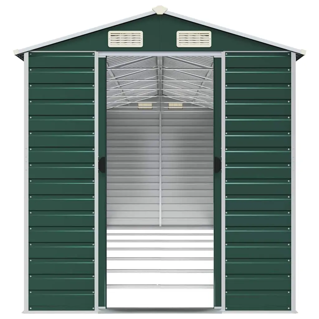 Garden Shed Outdoor Storage 191x640x198 cm Green Galvanised Steel