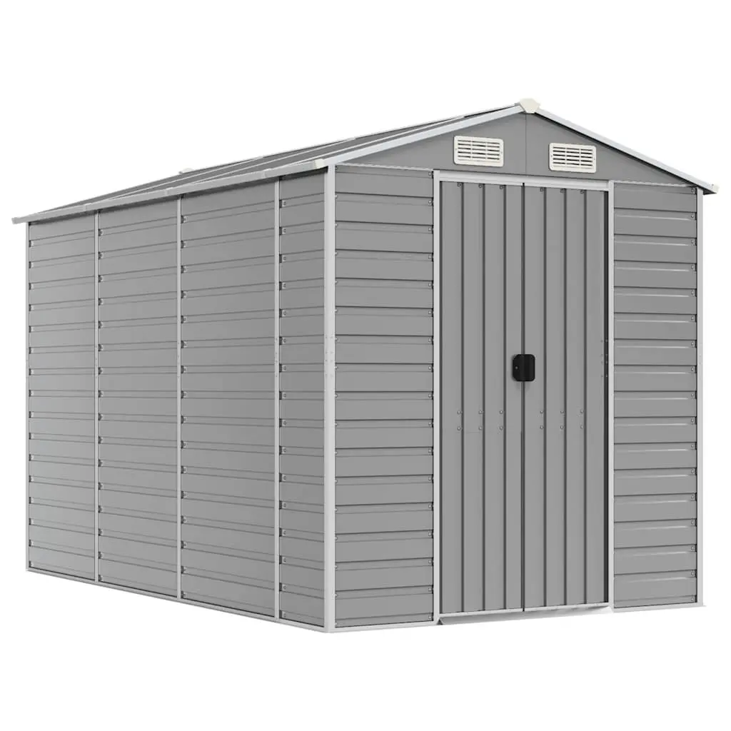 Garden Shed Outdoor Storage Tool House 191x300x198cm Grey Galvanised Steel