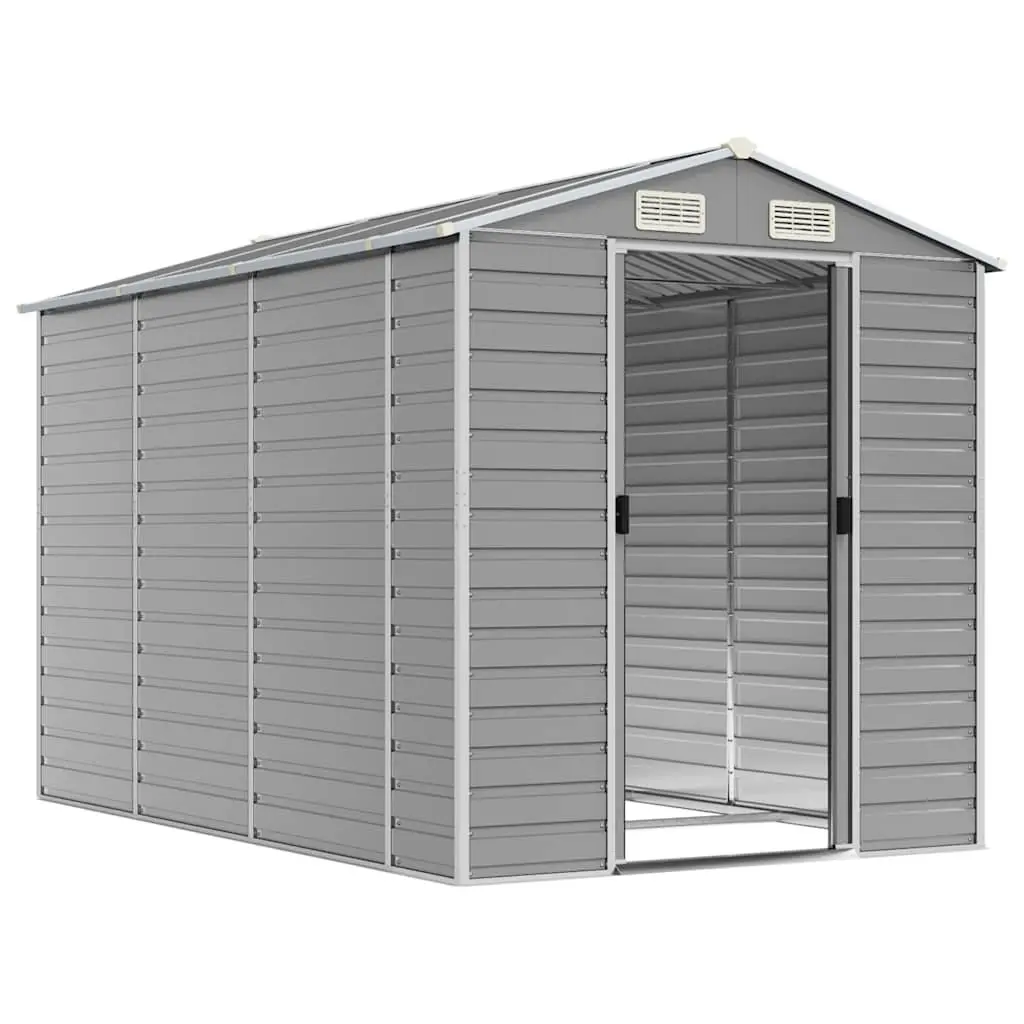 Garden Shed Outdoor Storage Tool House 191x300x198cm Grey Galvanised Steel
