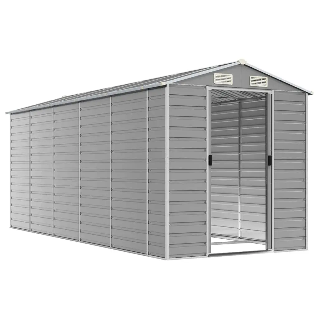 Garden Shed Outdoor Storage Tool House Galvanised Steel Grey 191x470x198cm