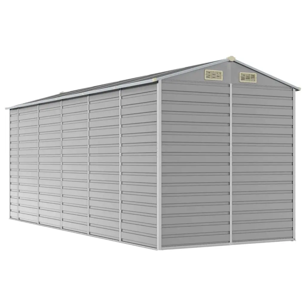 Garden Shed Outdoor Storage Tool House Galvanised Steel Grey 191x470x198cm