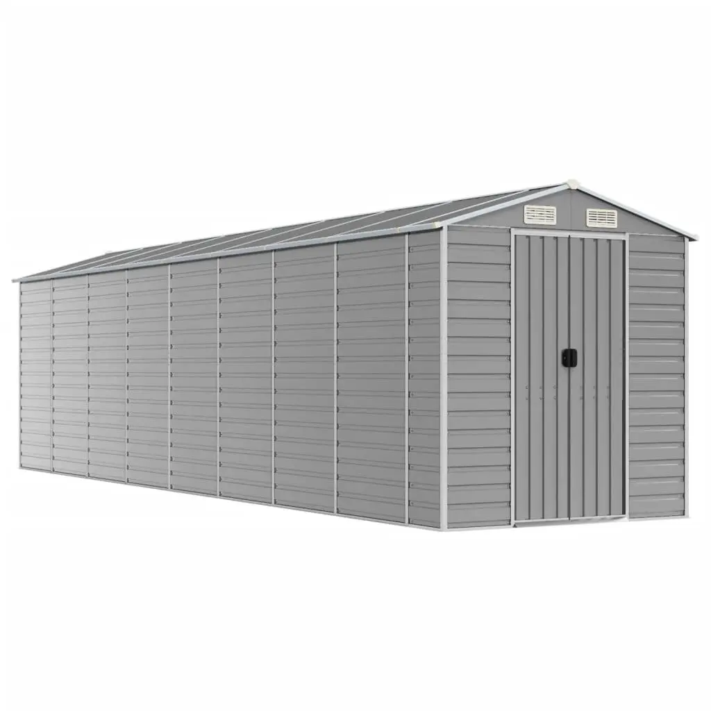 Garden Shed Outdoor Storage Tool House Galvanised Steel Grey 191x725x198 cm