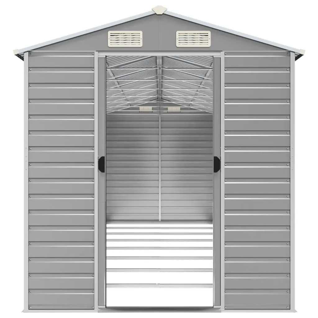 Garden Shed Outdoor Storage Tool House Galvanised Steel Grey 191x725x198 cm