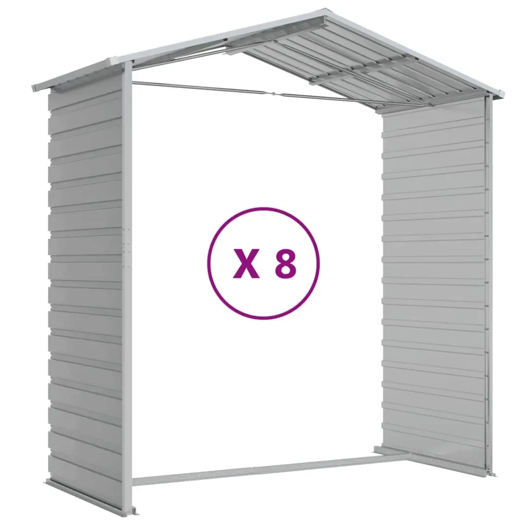 Garden Shed Outdoor Storage Tool House Galvanised Steel Grey 191x725x198 cm