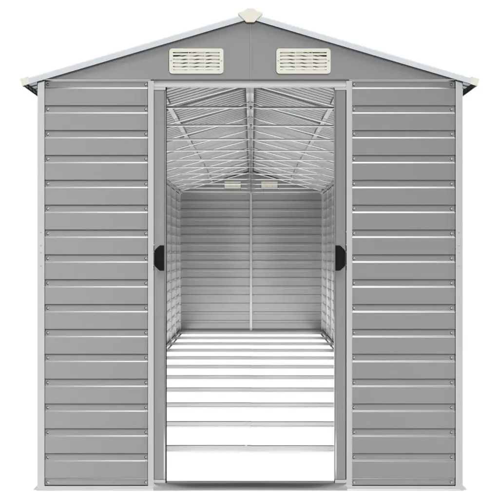 Garden Shed Outdoor Storage Tool House Light Grey Galvanised Steel 191x980x198cm