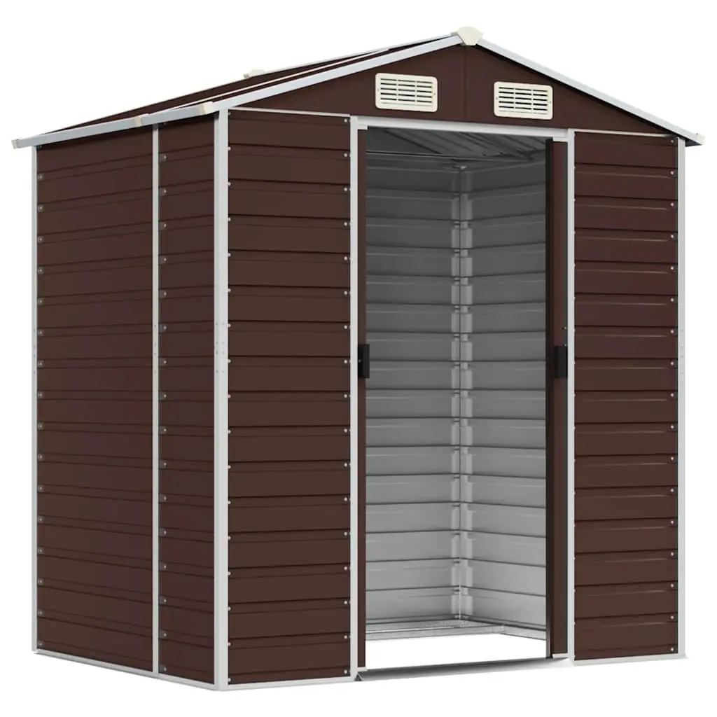 Garden Shed Outdoor Storage 191x130x198 cm Brown Galvanised Steel