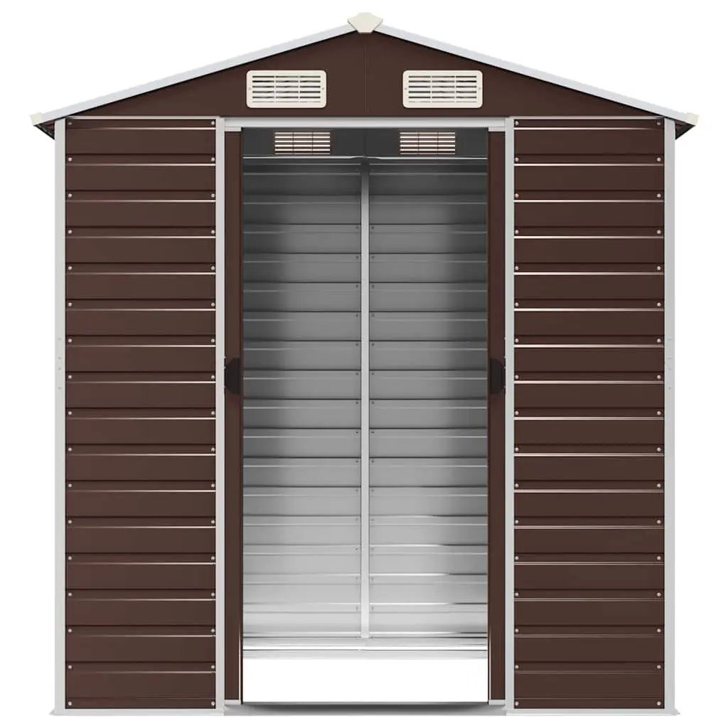 Garden Shed Outdoor Storage 191x130x198 cm Brown Galvanised Steel