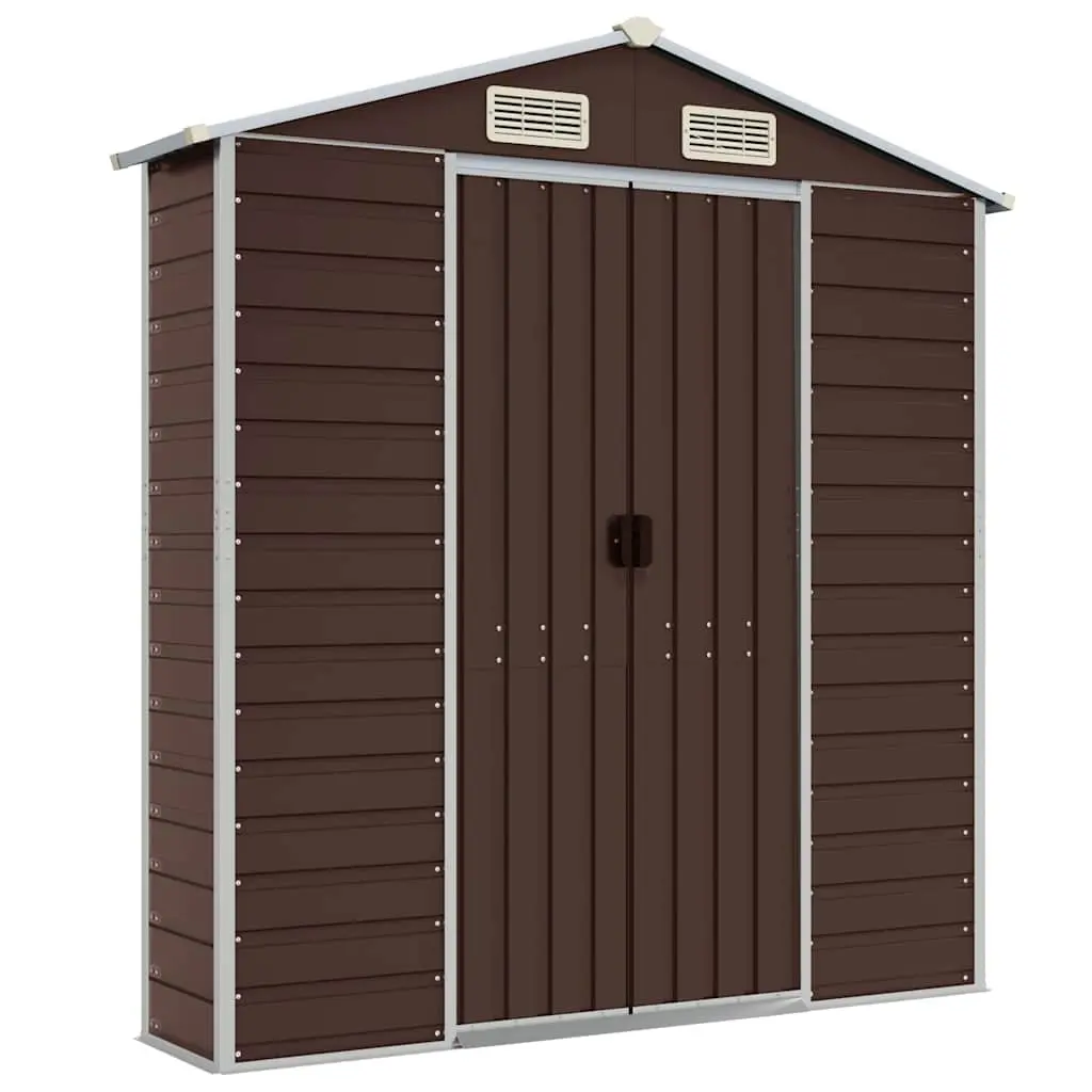 Garden Shed Outdoor Storage 191x130x198 cm Brown Galvanised Steel