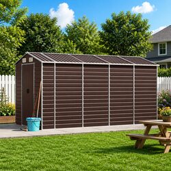 Reliable Brown Garden Shed for Outdoor Protection 191x385x198 cm