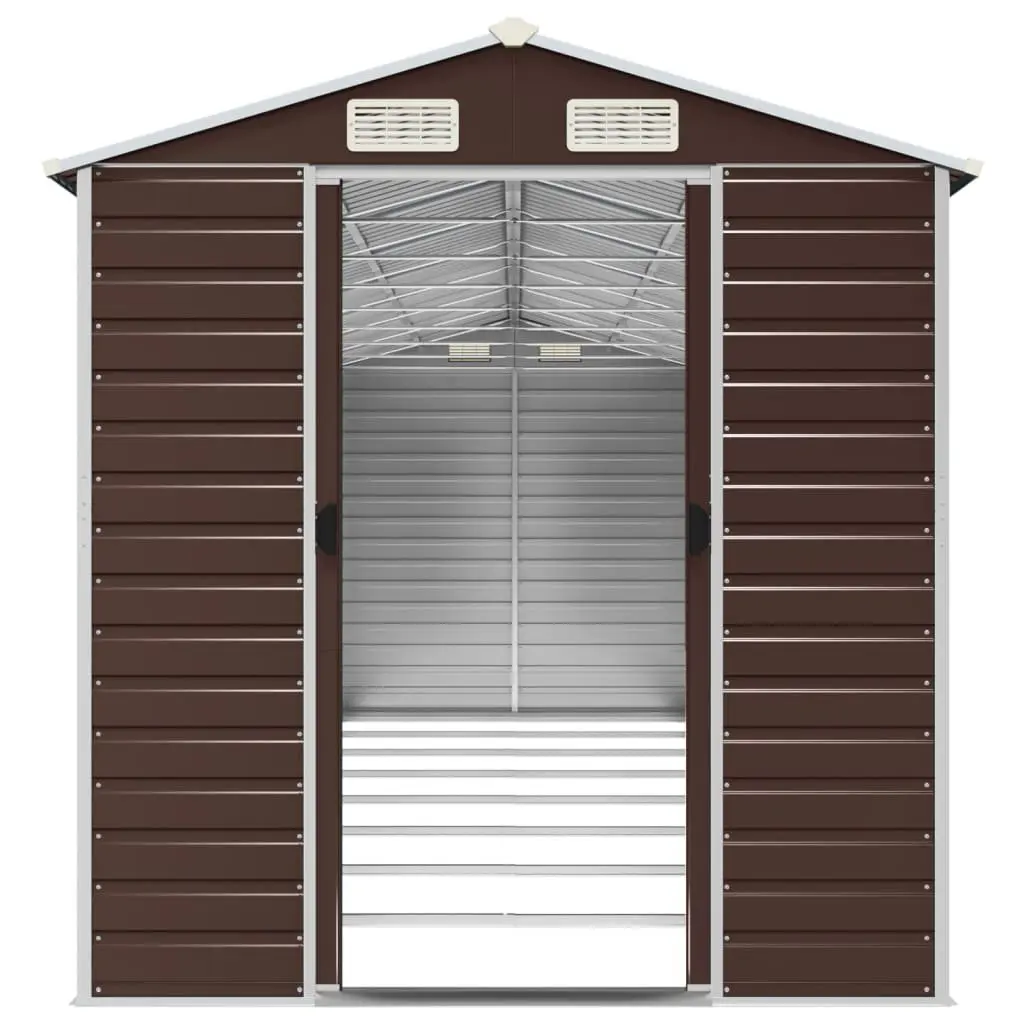 Garden Shed Outdoor Storage Tool House Brown 191x725x198 cm Galvanised Steel