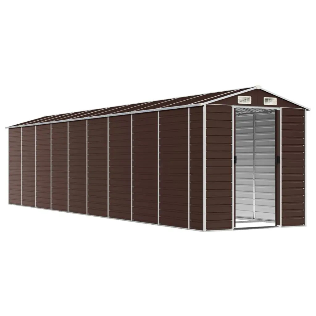 Garden Shed Outdoor Storage Tool House 191x810x198 cm Brown Galvanised Steel
