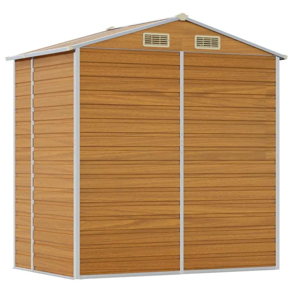 Garden Shed Outdoor Storage Tool House Galvanised Steel Brown 191x130x198cm
