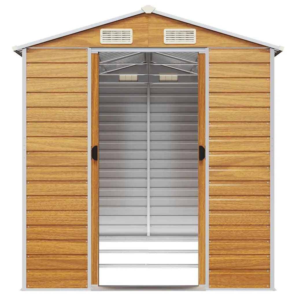 Garden Shed Outdoor Storage Galvanised Steel Brown 191 x 300 x 198 cm