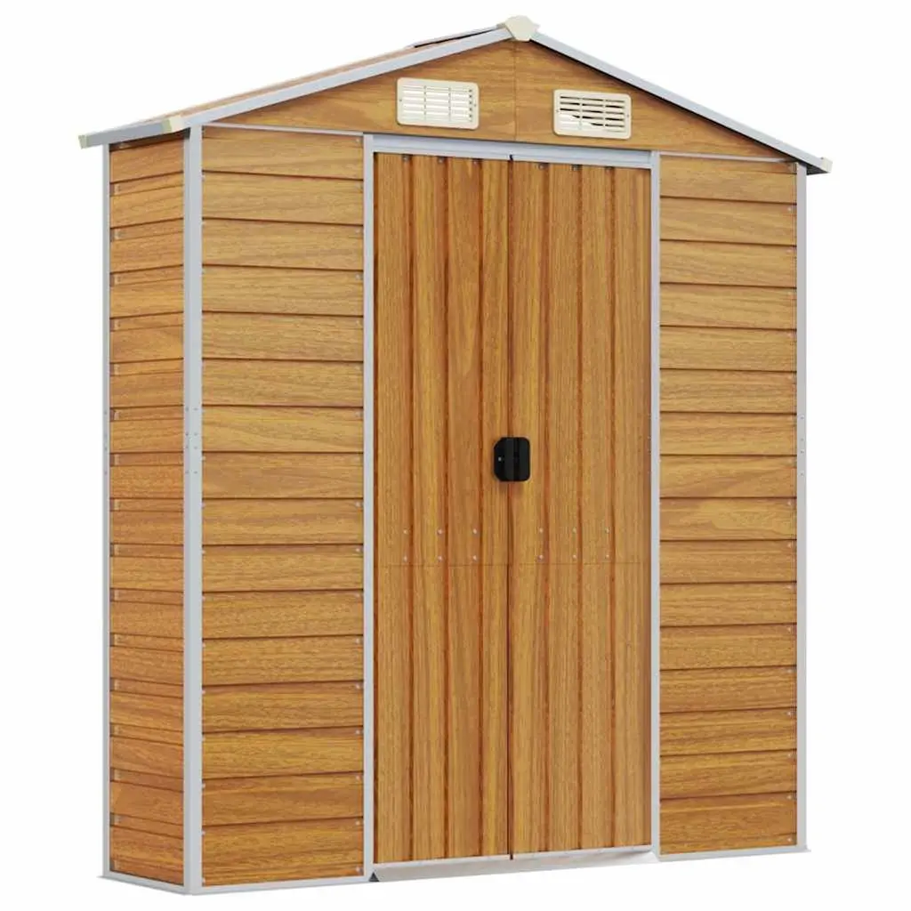 Garden Shed Outdoor Storage Galvanised Steel Brown 191 x 300 x 198 cm