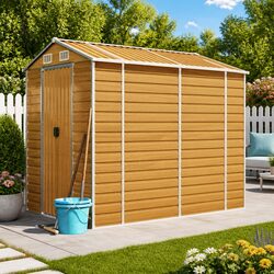 Reliable Brown Outdoor Storage Shed in Galvanised Steel 191x555x198 cm