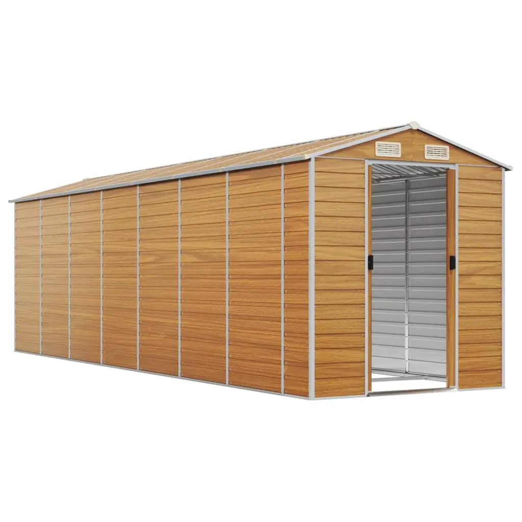 Garden Shed Outdoor Storage Galvanised Steel Tool House 191 x 640 x 198 cm Brown