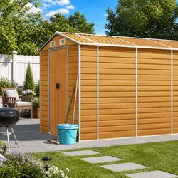 Reliable Brown Galvanised Steel Shed for Practical Outdoor Use