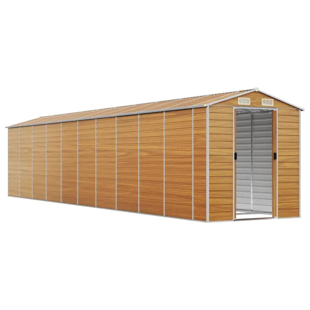Garden Shed Outdoor Storage Galvanised Steel Brown 191 x 895 x 198 cm